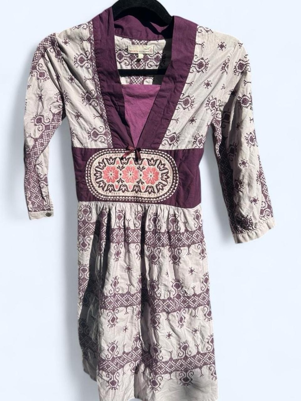 Embroidered boho tunic Odd Molly mini dress with back ties and side zipper